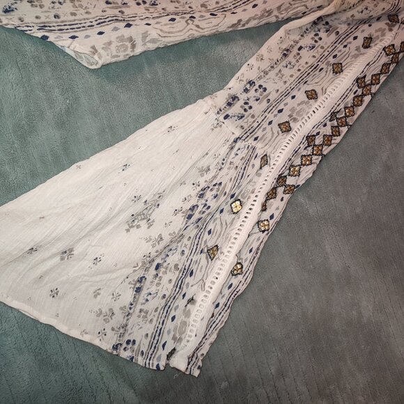 Exquisite Gold Sequin Embroidery Blouse Bell Sleeves Ethnic India Summer Wear - Picture 7 of 12